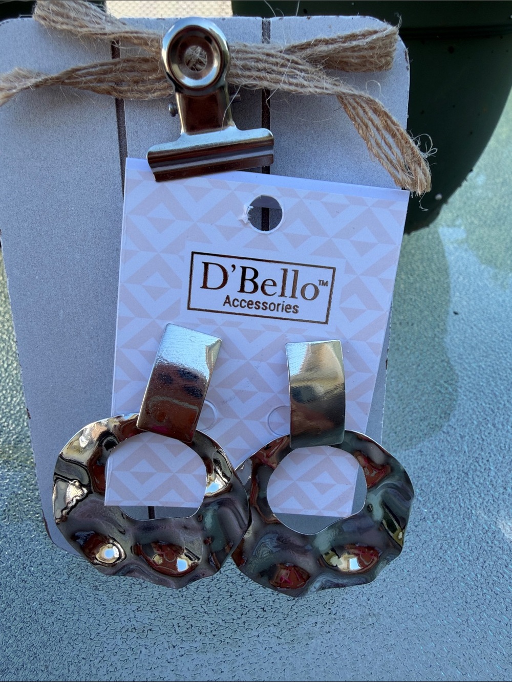 D'Bello Silver Hammered Circle Drop Earrings